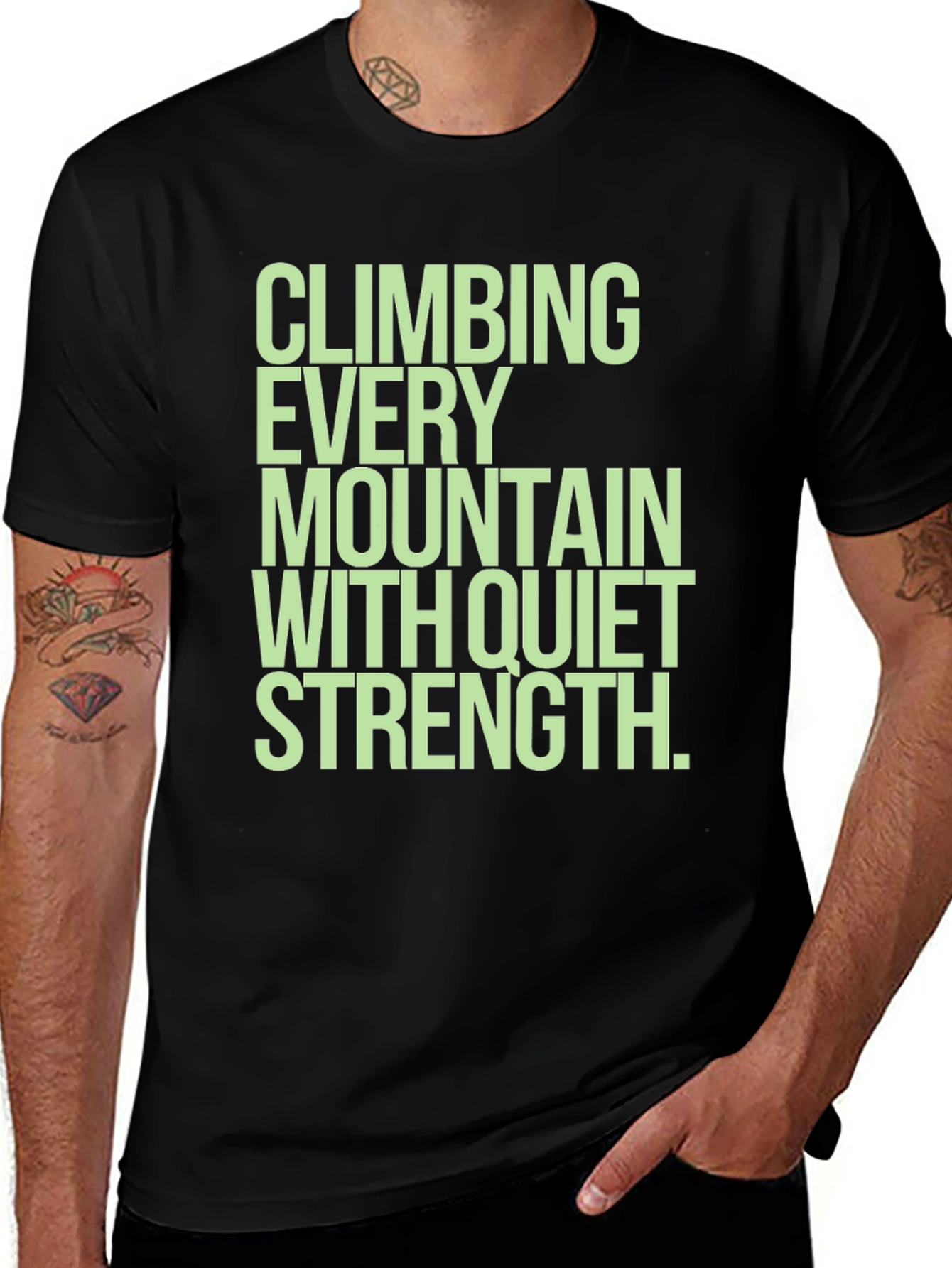 Climbing Mountain Graphic Tee - Quiet Strength Black Shirt