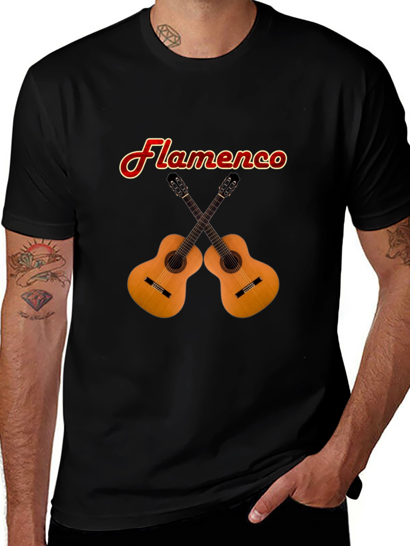 Flamenco Guitars Graphic T-Shirt - Black