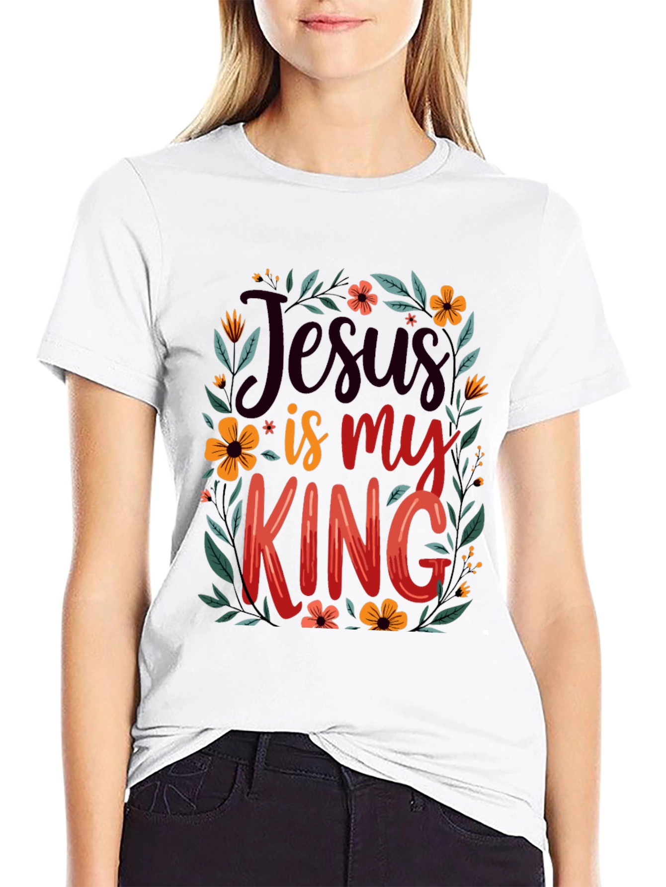Jesus is My King Floral T-Shirt