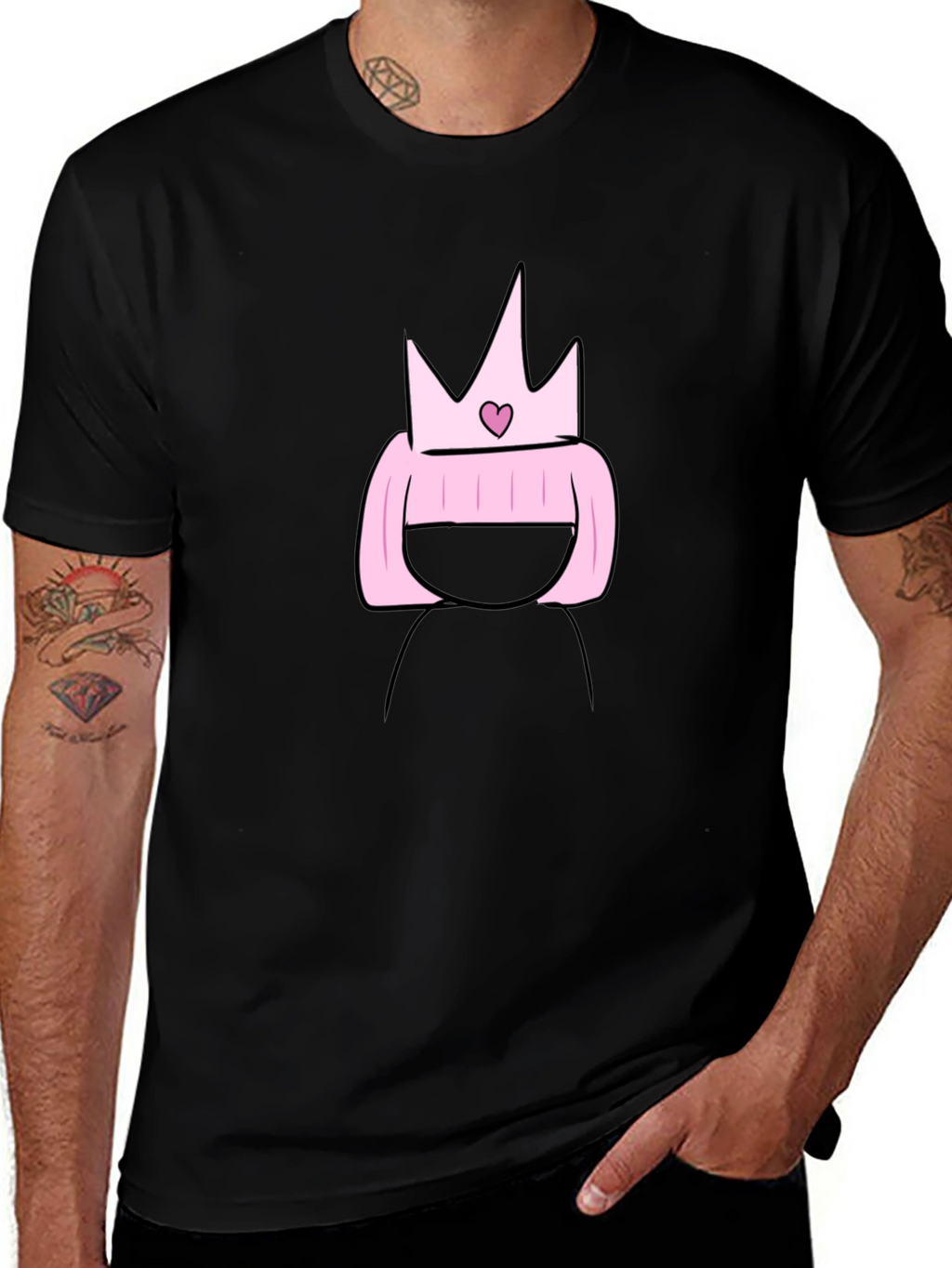 Cartoon Princess T-Shirt - Black Cotton Tee