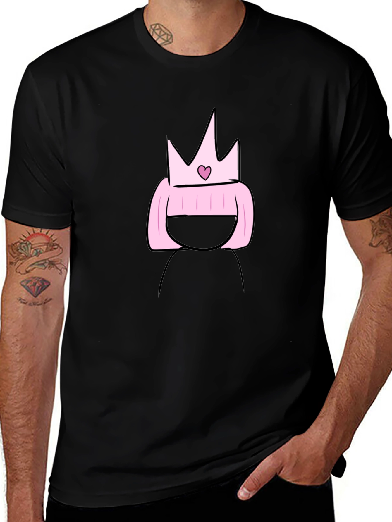 Cartoon Princess T-Shirt - Black Cotton Tee