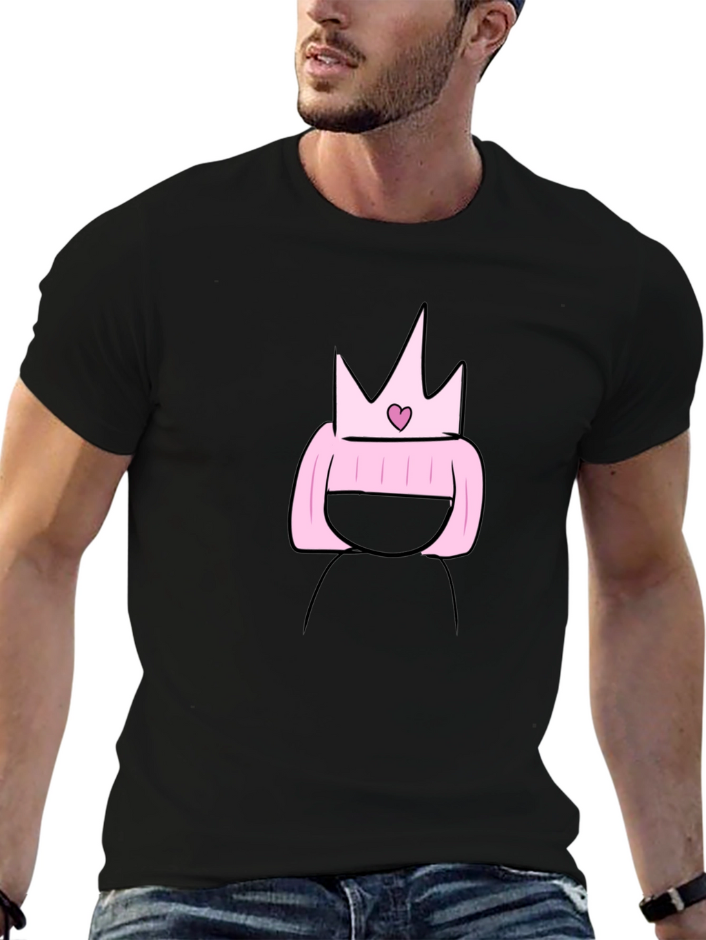 Cartoon Princess T-Shirt - Black Cotton Tee