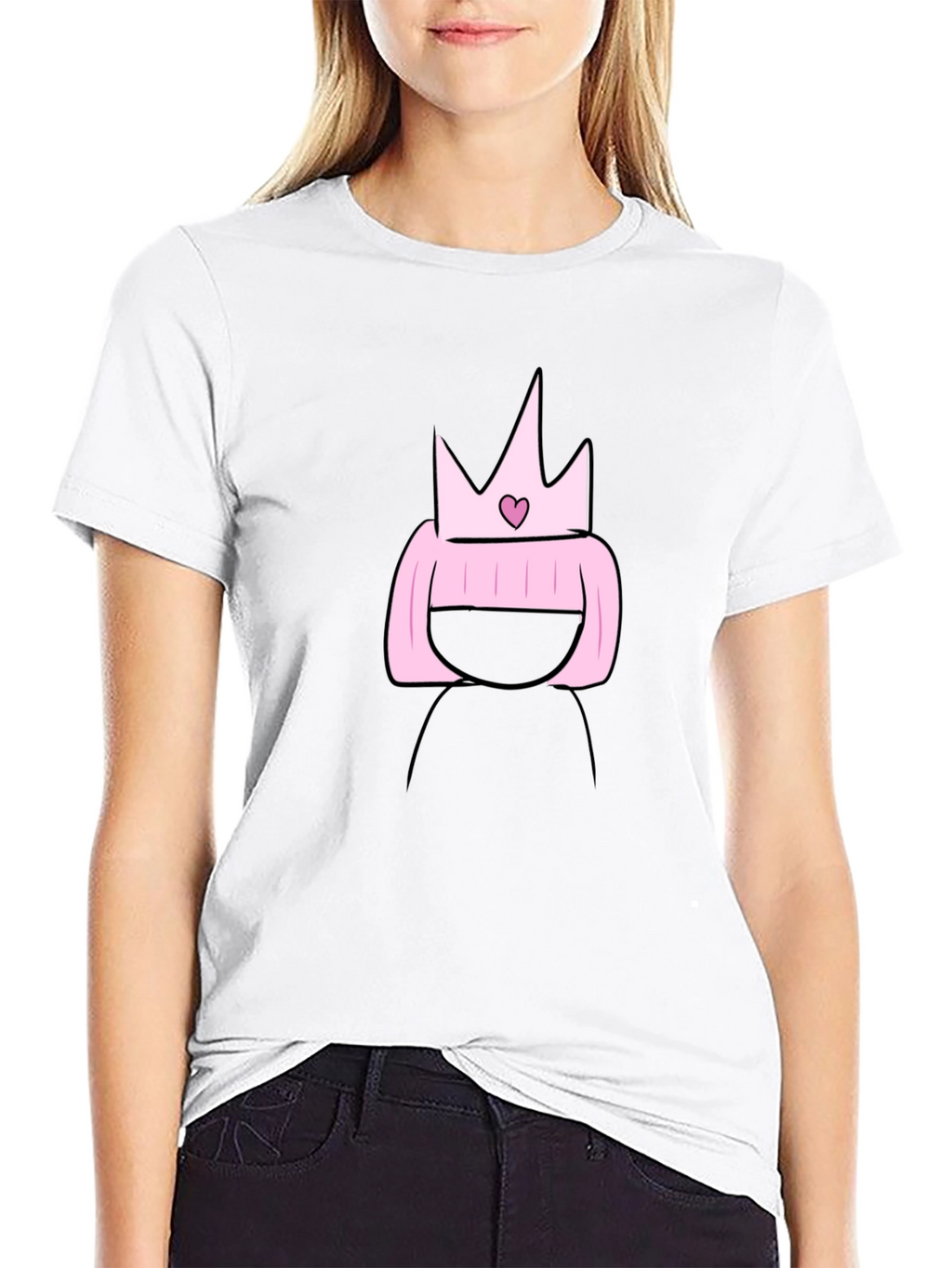 Cartoon Princess T-Shirt - Black Cotton Tee