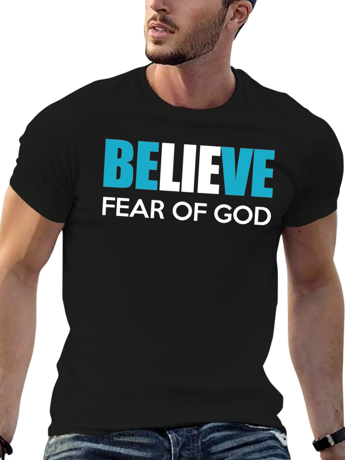 Believe Fear of God Black Graphic T-Shirt