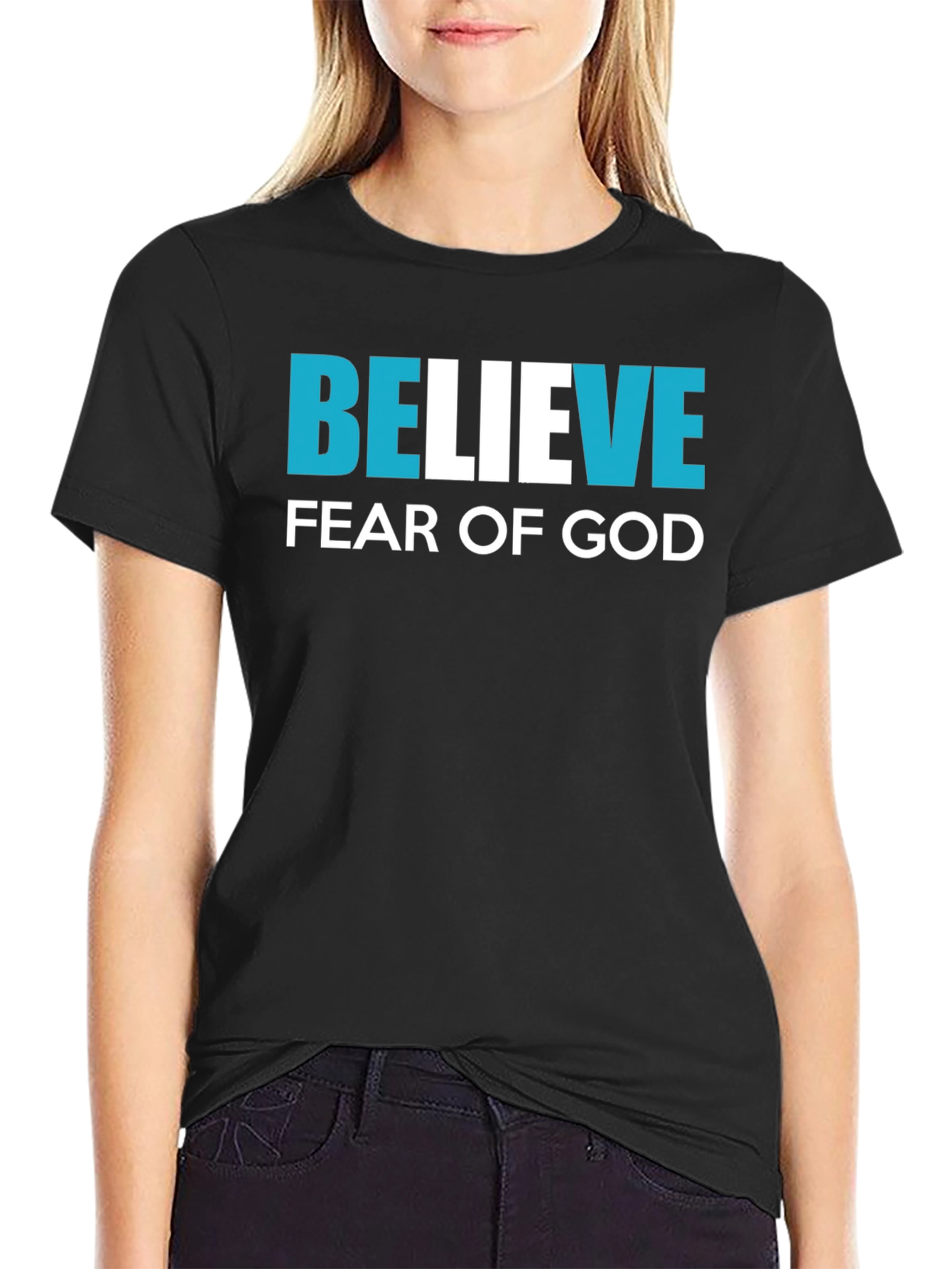 Believe Fear of God Black Graphic T-Shirt