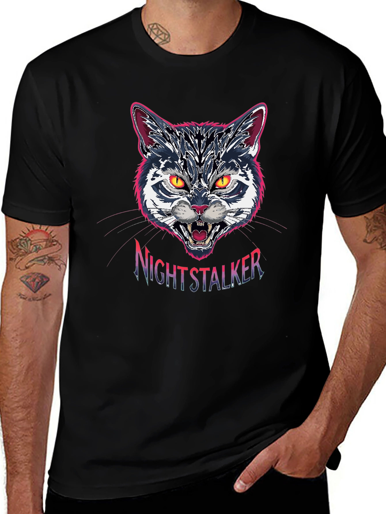 Nightstalker Cat Graphic T-Shirt - Premium Cotton