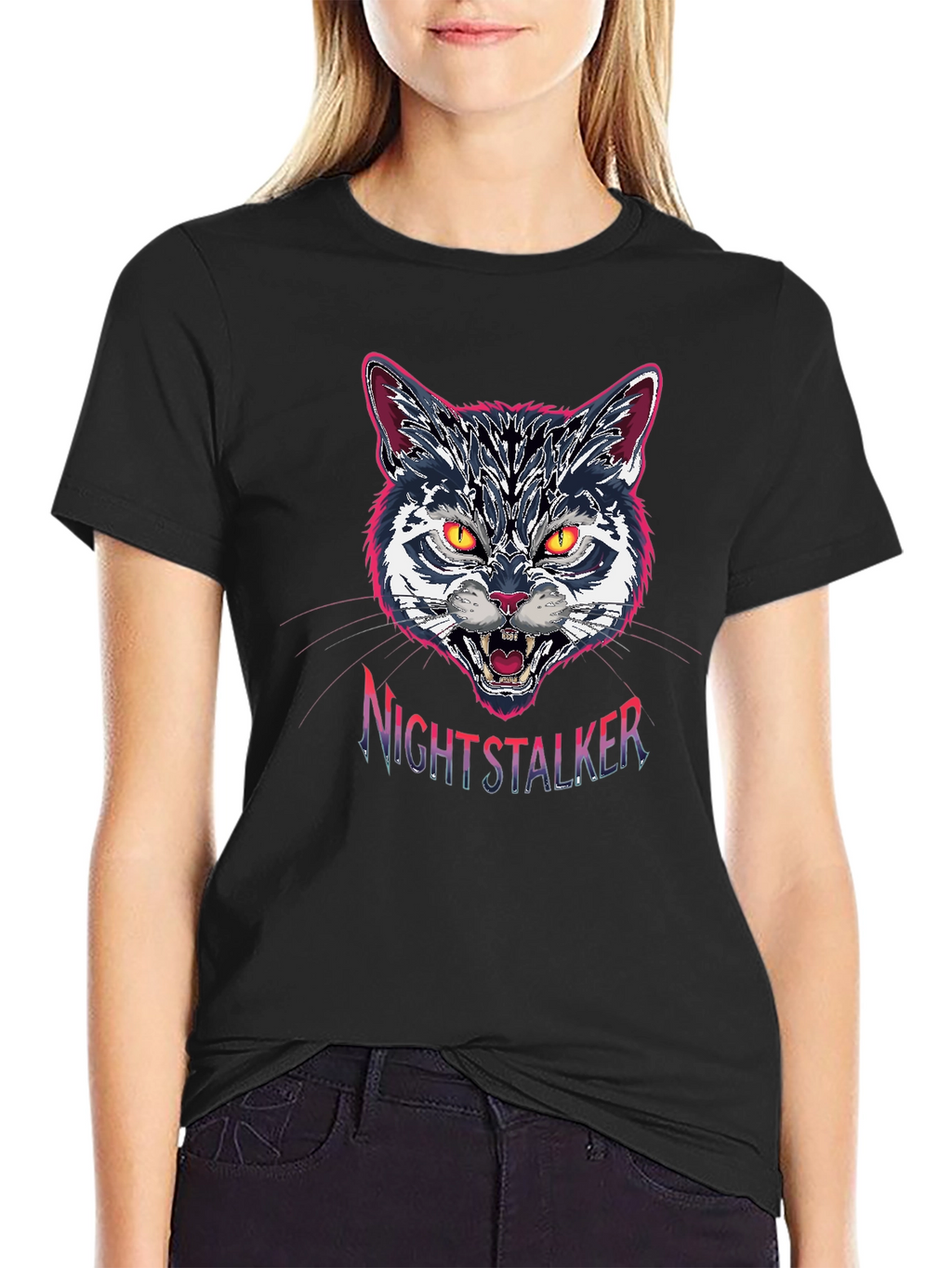 Nightstalker Cat Graphic T-Shirt - Premium Cotton
