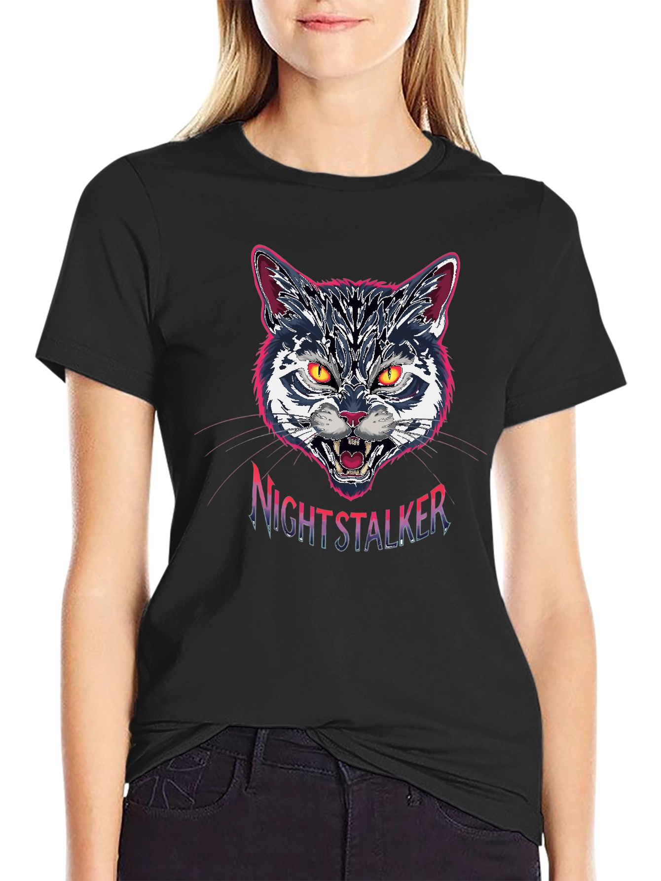Nightstalker Cat Graphic T-Shirt - Premium Cotton