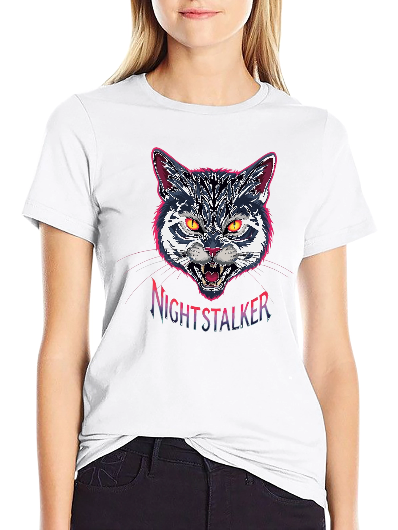 Nightstalker Cat Graphic T-Shirt - Premium Cotton
