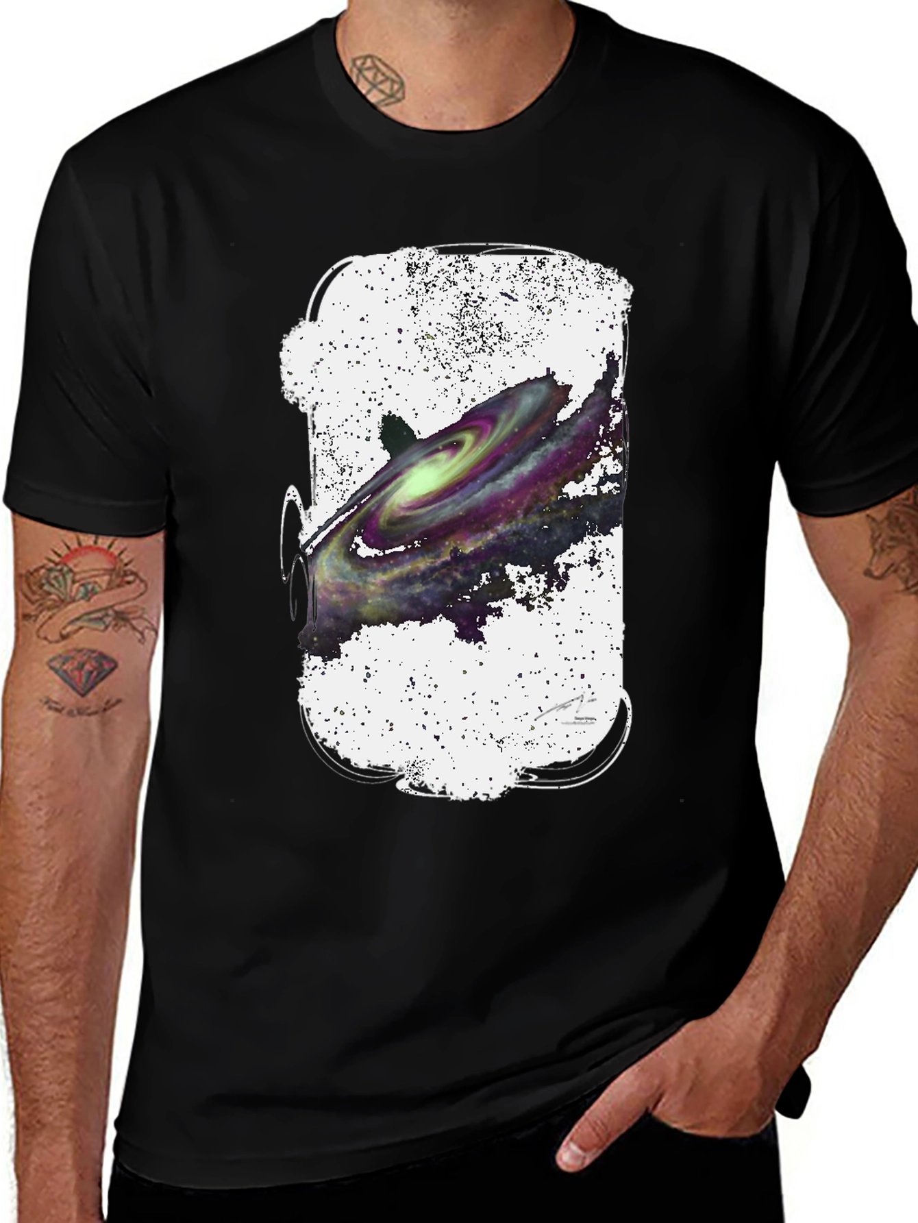Galaxy Graphic Black T-Shirt for Men
