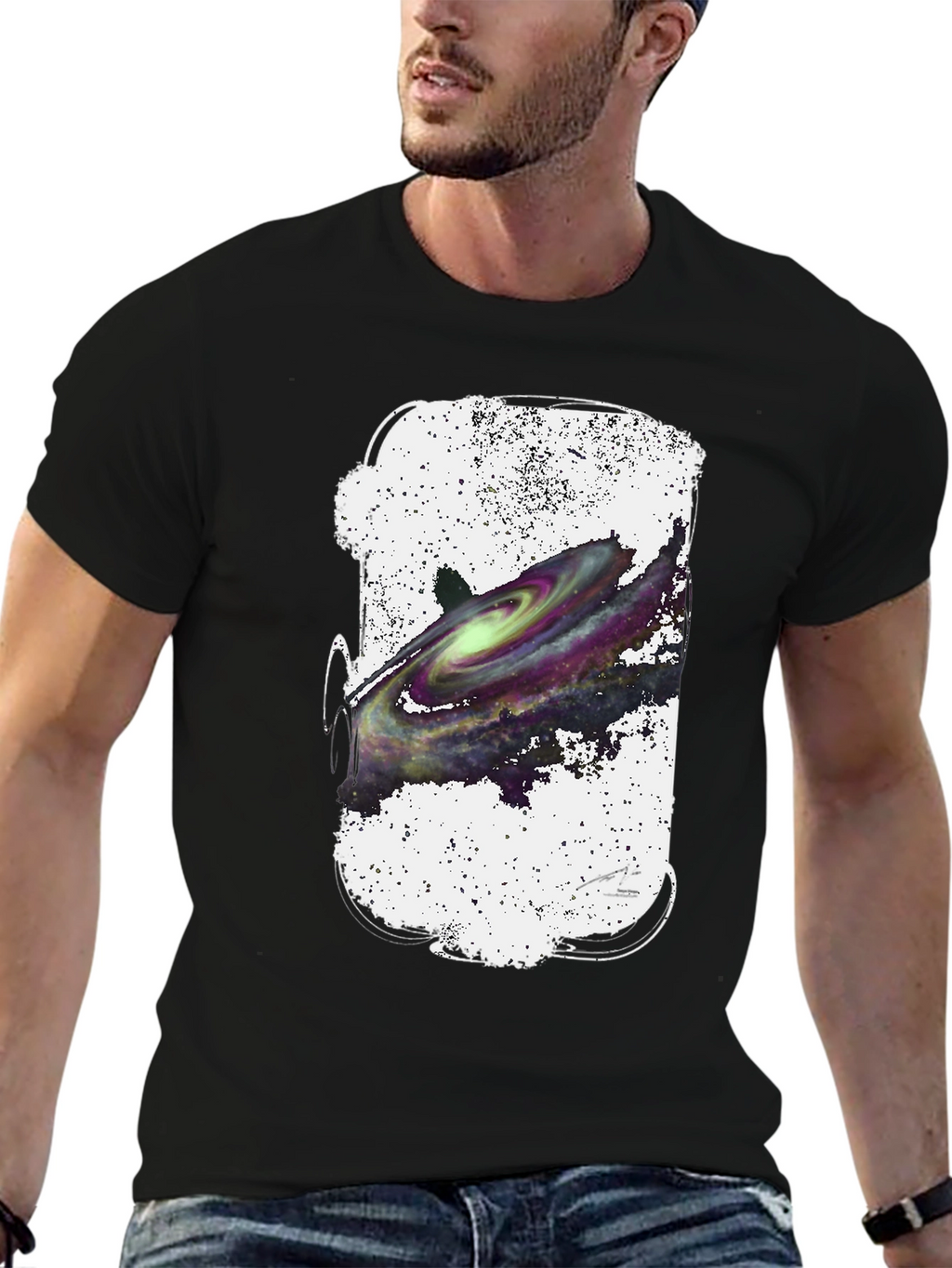 Galaxy Graphic Black T-Shirt for Men