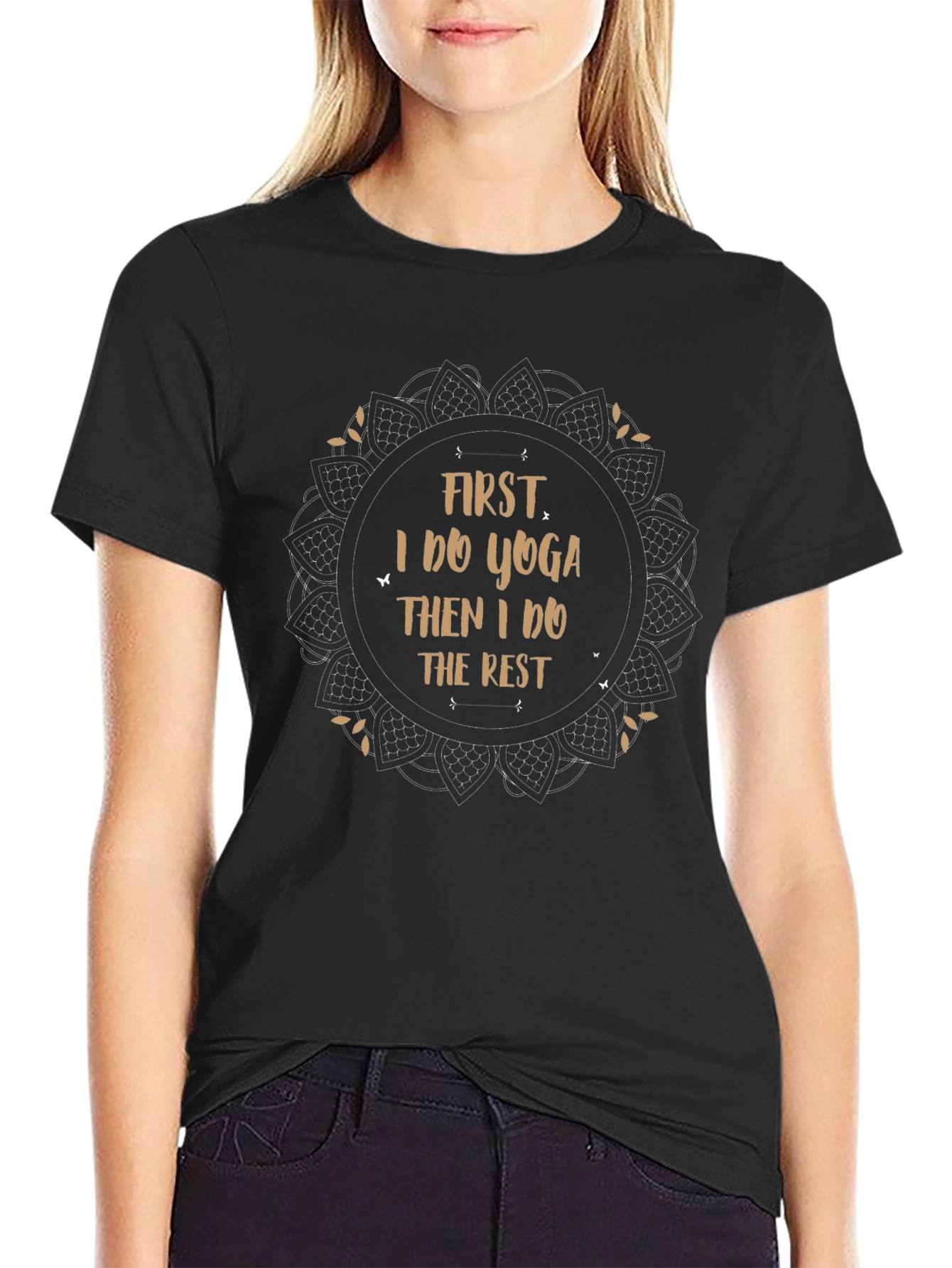 Yoga First Graphic T-Shirt Black Cotton Tee