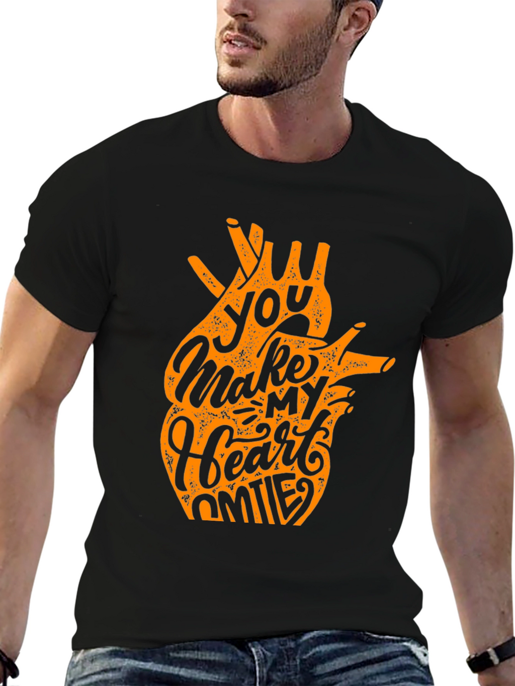 You Make My Heart Smile Black Graphic Tee
