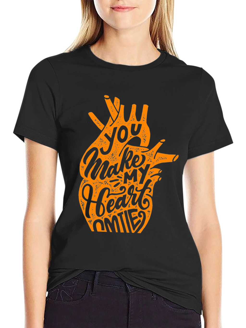 You Make My Heart Smile Black Graphic Tee