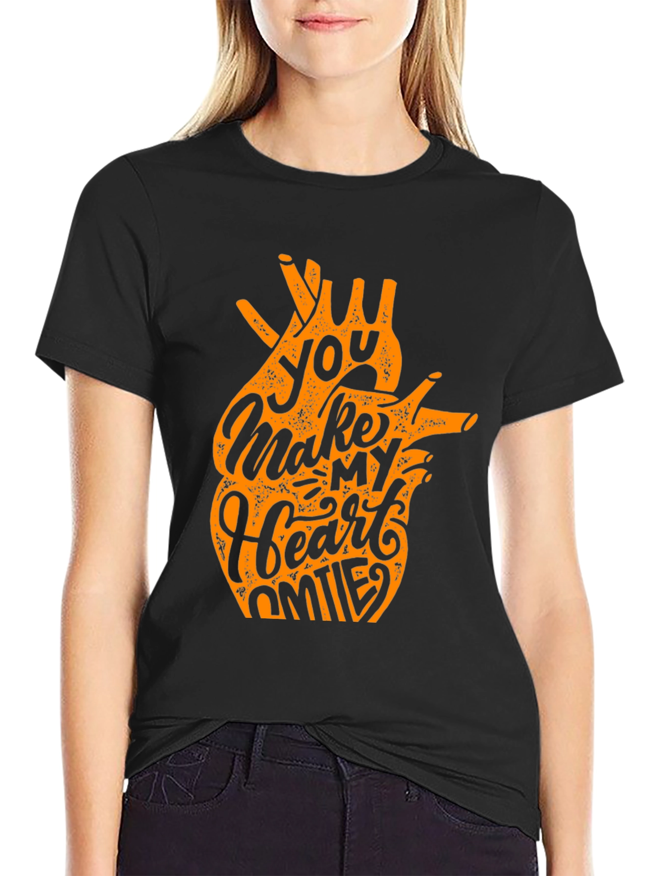 You Make My Heart Smile Black Graphic Tee