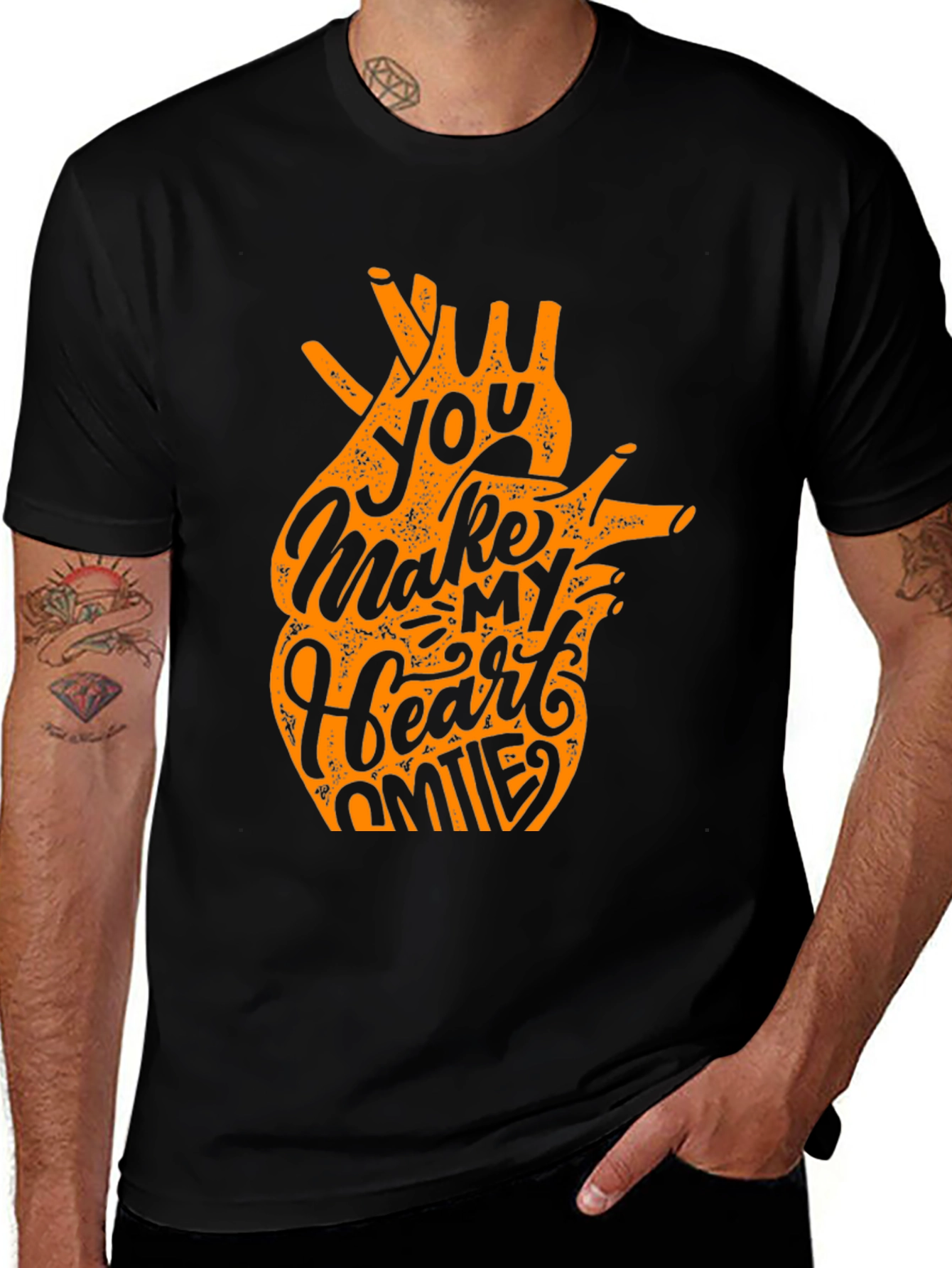 You Make My Heart Smile Black Graphic Tee