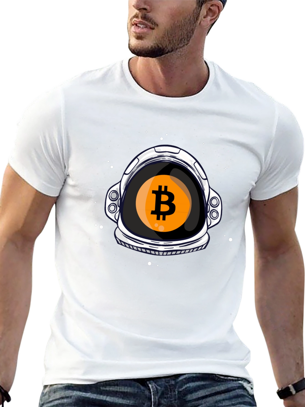 Bitcoin Astronaut Helmet Graphic T-Shirt