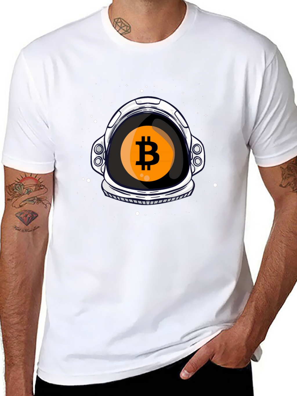 Bitcoin Astronaut Helmet Graphic T-Shirt