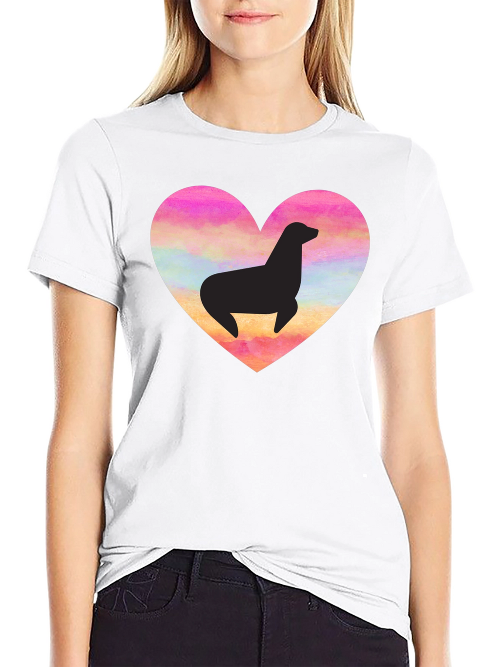 Seal Heart T-Shirt - Black Cotton Tee