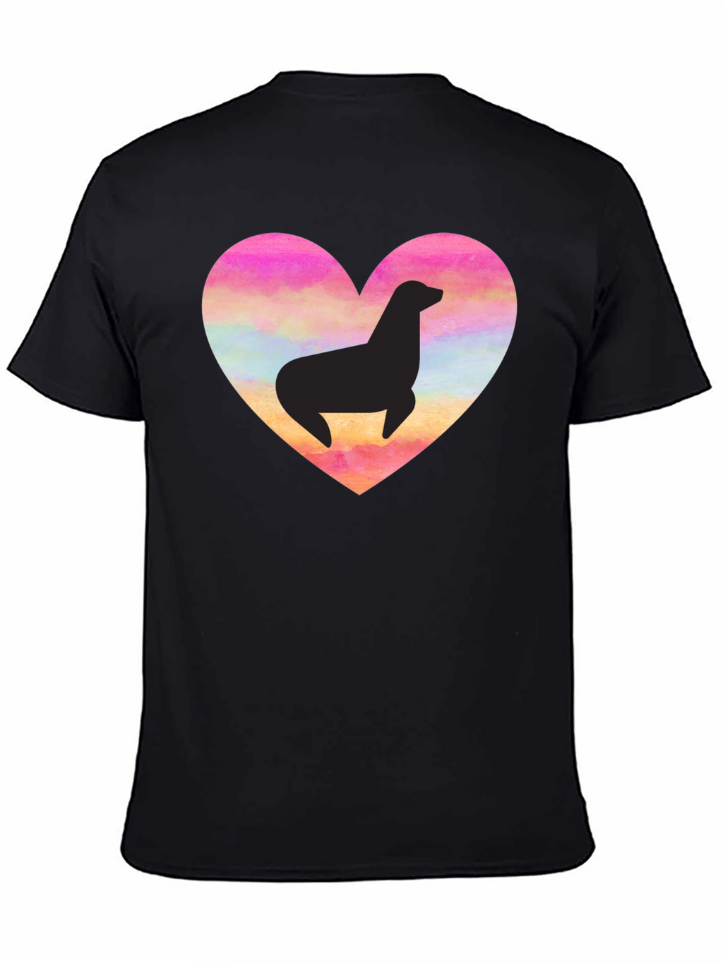 Seal Heart T-Shirt - Black Cotton Tee