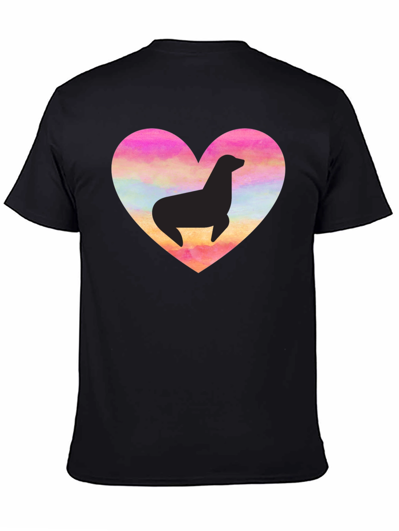 Seal Heart T-Shirt - Black Cotton Tee