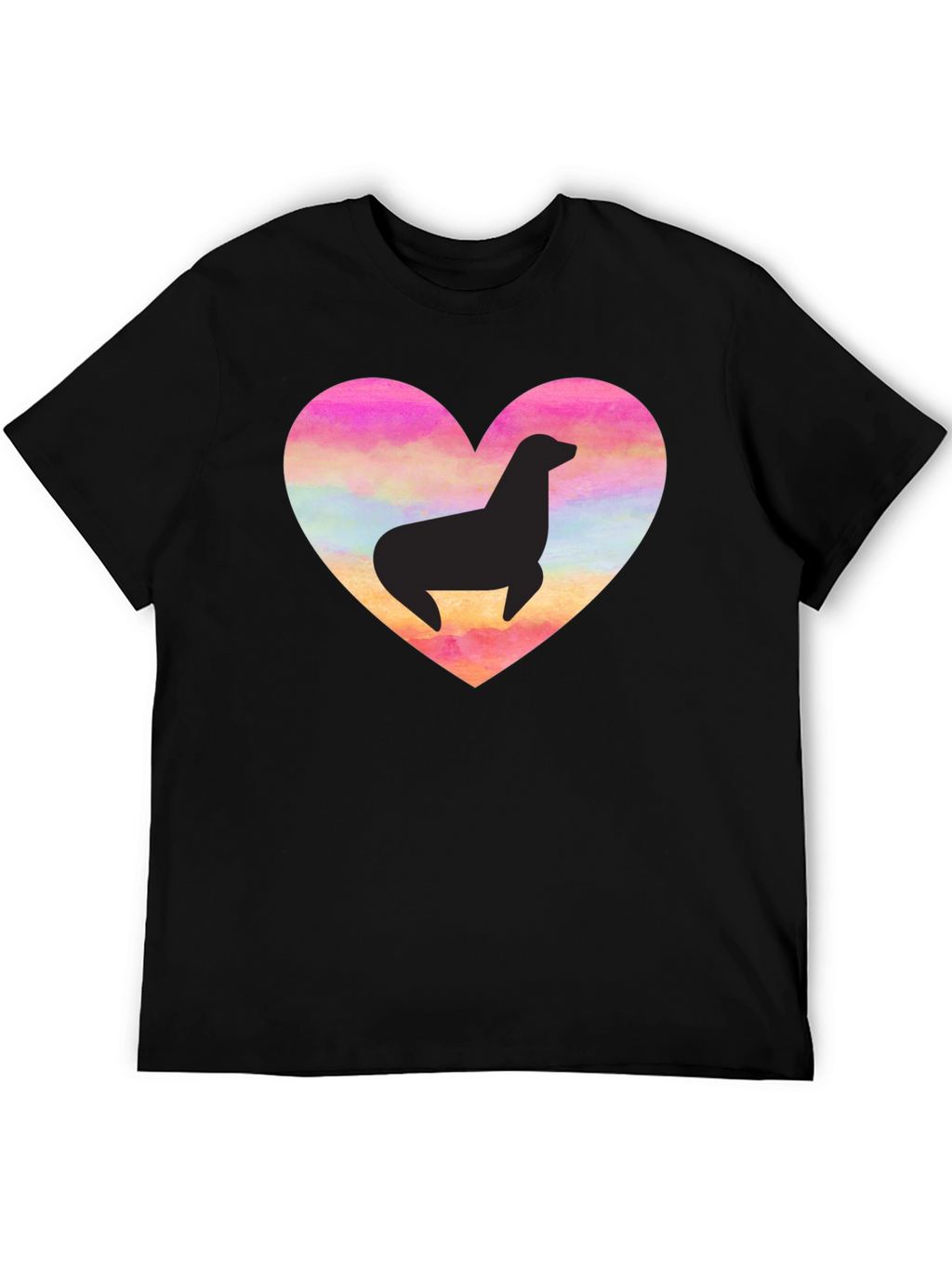 Seal Heart T-Shirt - Black Cotton Tee