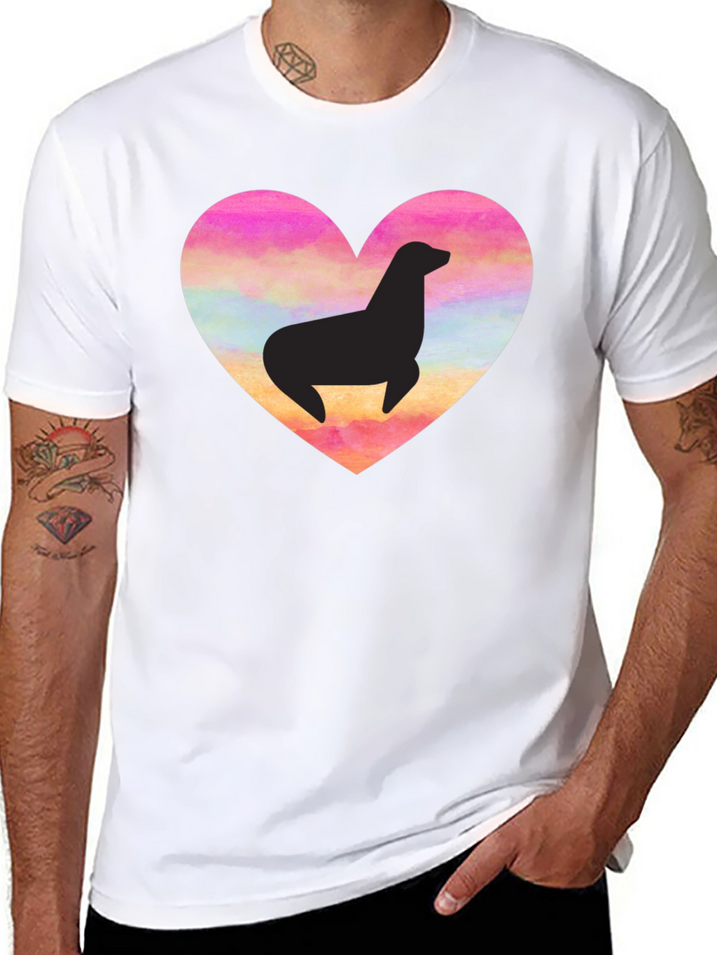 Seal Heart T-Shirt - Black Cotton Tee