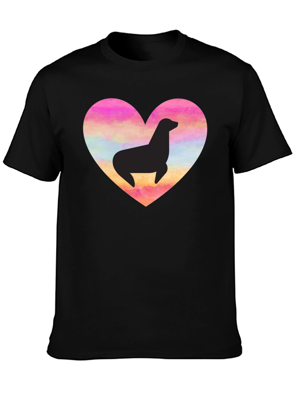 Seal Heart T-Shirt - Black Cotton Tee
