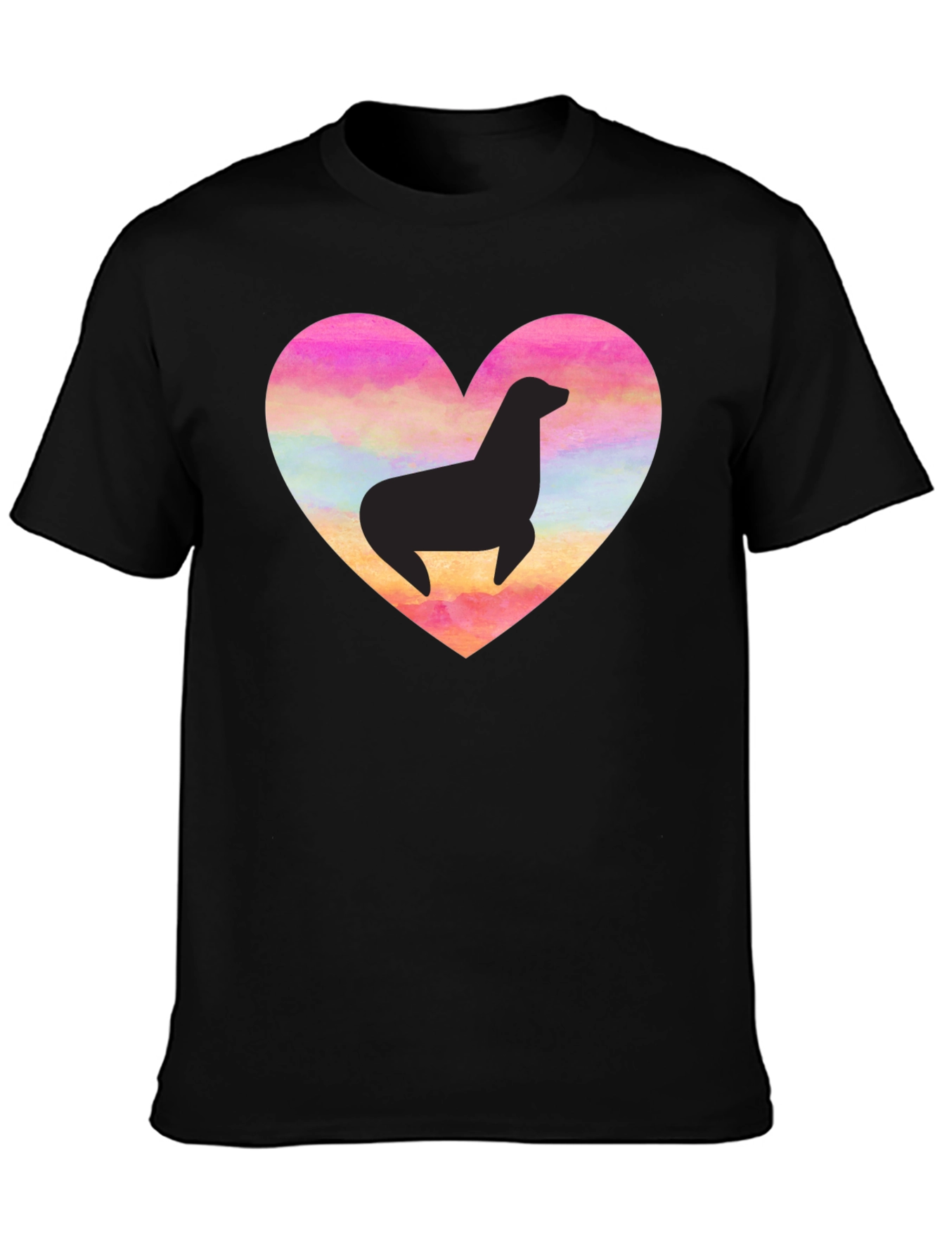 Seal Heart T-Shirt - Black Cotton Tee