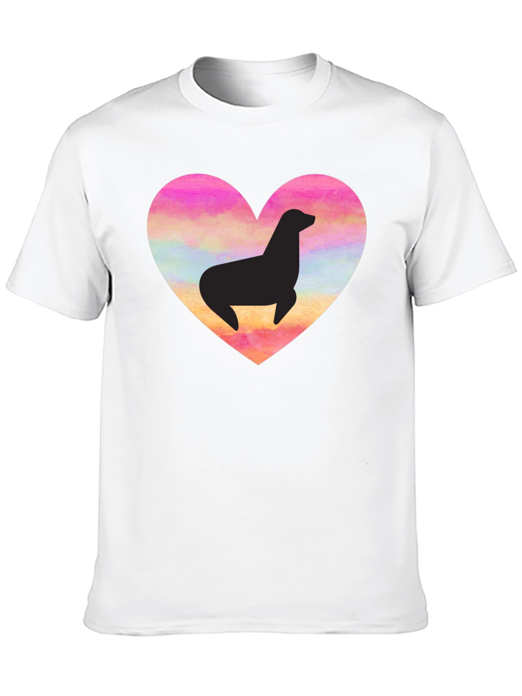 Seal Heart T-Shirt - Black Cotton Tee