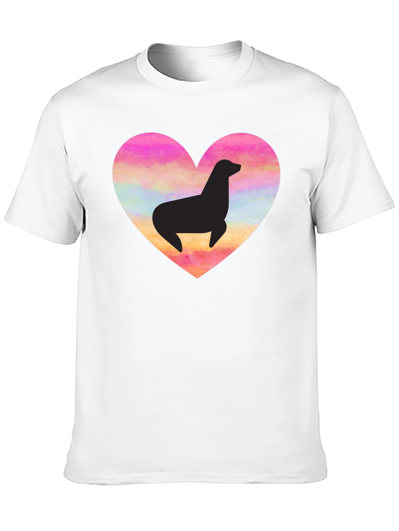 Seal Heart T-Shirt - Black Cotton Tee