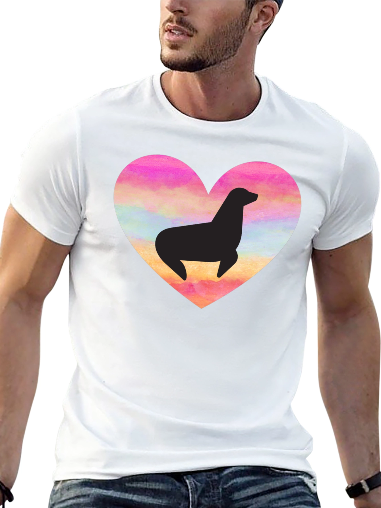 Seal Heart T-Shirt - Black Cotton Tee