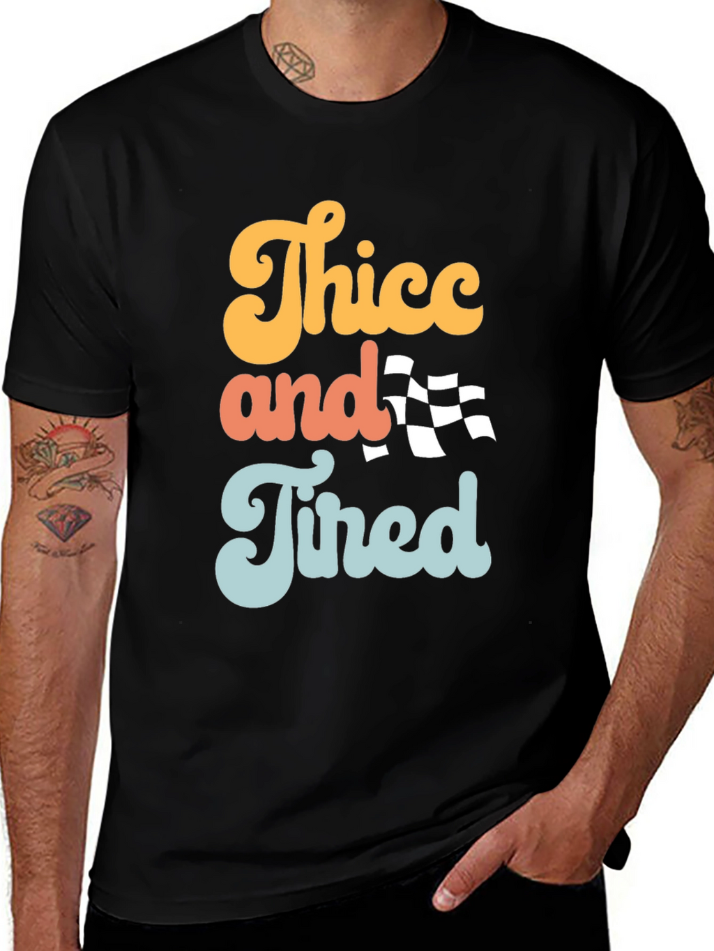 Thicc and Tired Graphic Tee - Trendy Slogan T-Shirt