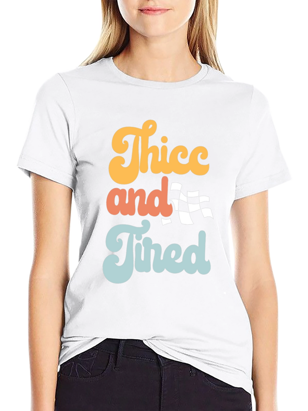 Thicc and Tired Graphic Tee - Trendy Slogan T-Shirt