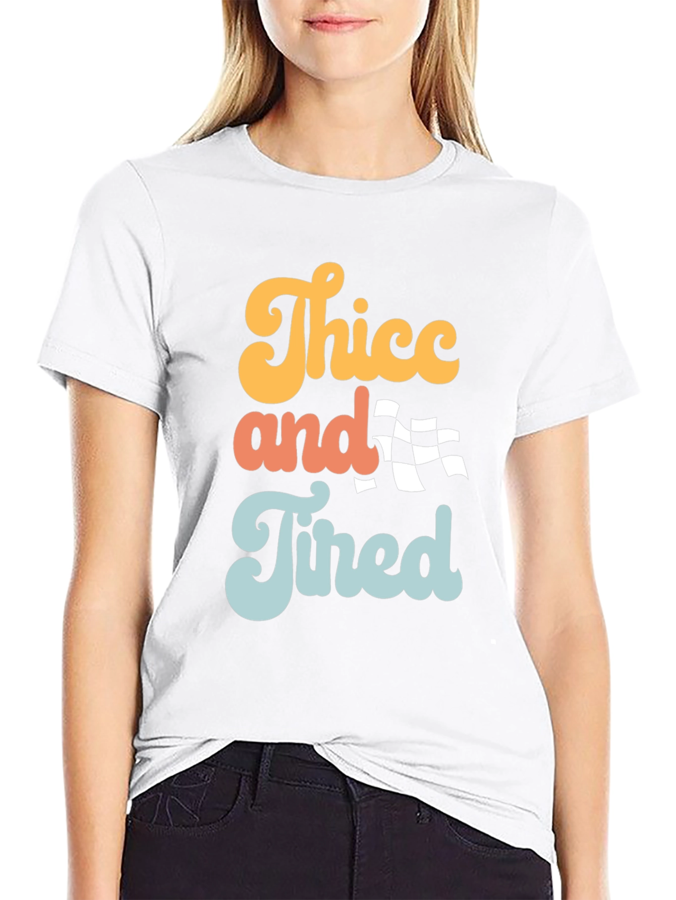 Thicc and Tired Graphic Tee - Trendy Slogan T-Shirt