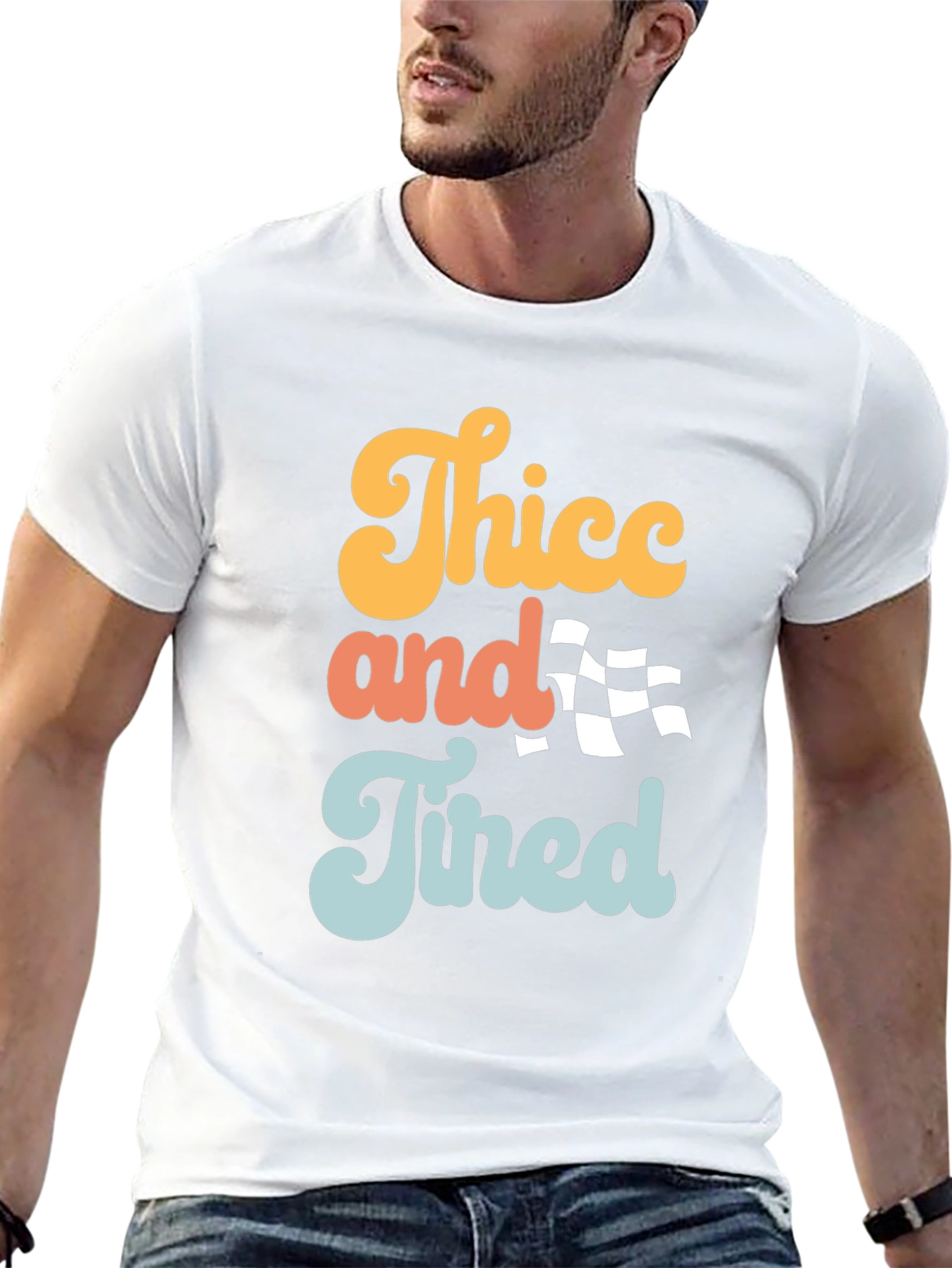 Thicc and Tired Graphic Tee - Trendy Slogan T-Shirt