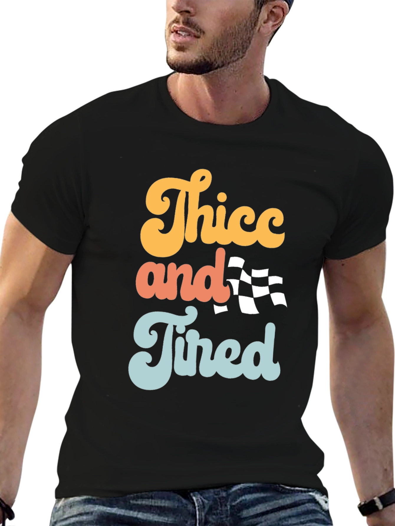 Thicc and Tired Graphic Tee - Trendy Slogan T-Shirt