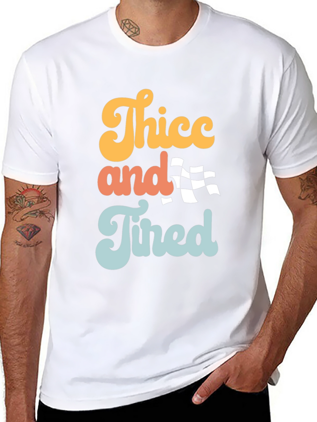 Thicc and Tired Graphic Tee - Trendy Slogan T-Shirt