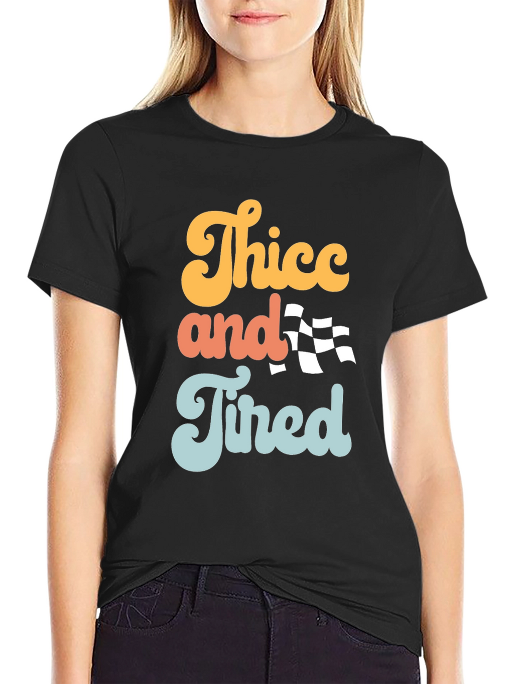 Thicc and Tired Graphic Tee - Trendy Slogan T-Shirt