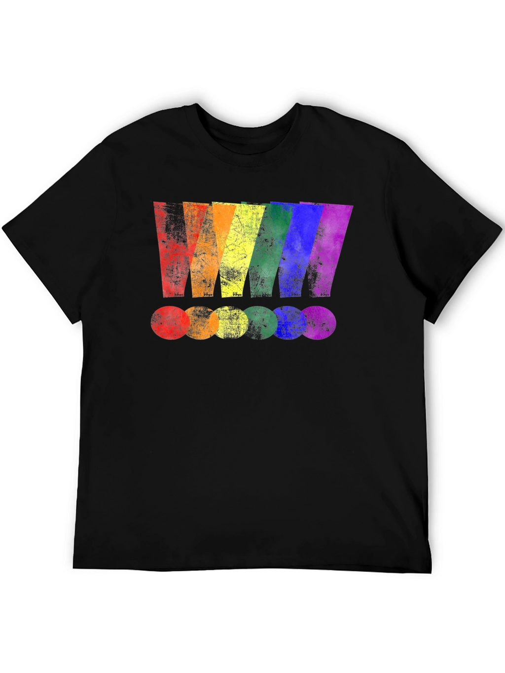 Rainbow Stripe Graphic Print Black T-Shirt