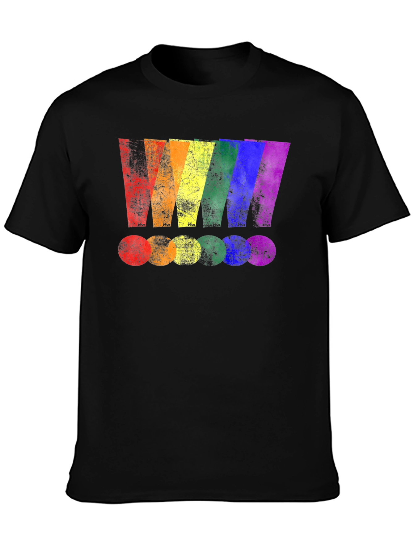 Rainbow Stripe Graphic Print Black T-Shirt
