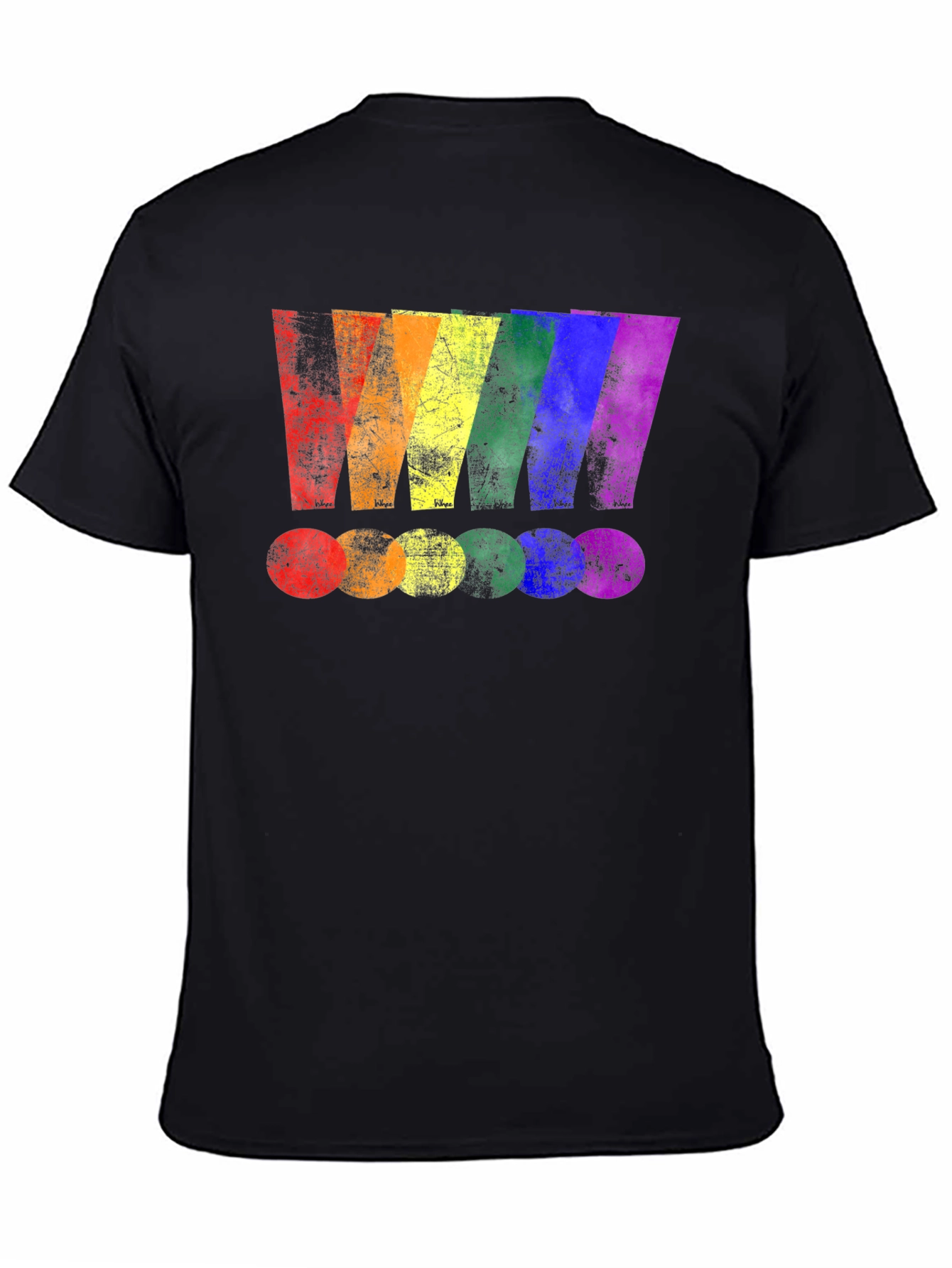 Rainbow Stripe Graphic Print Black T-Shirt