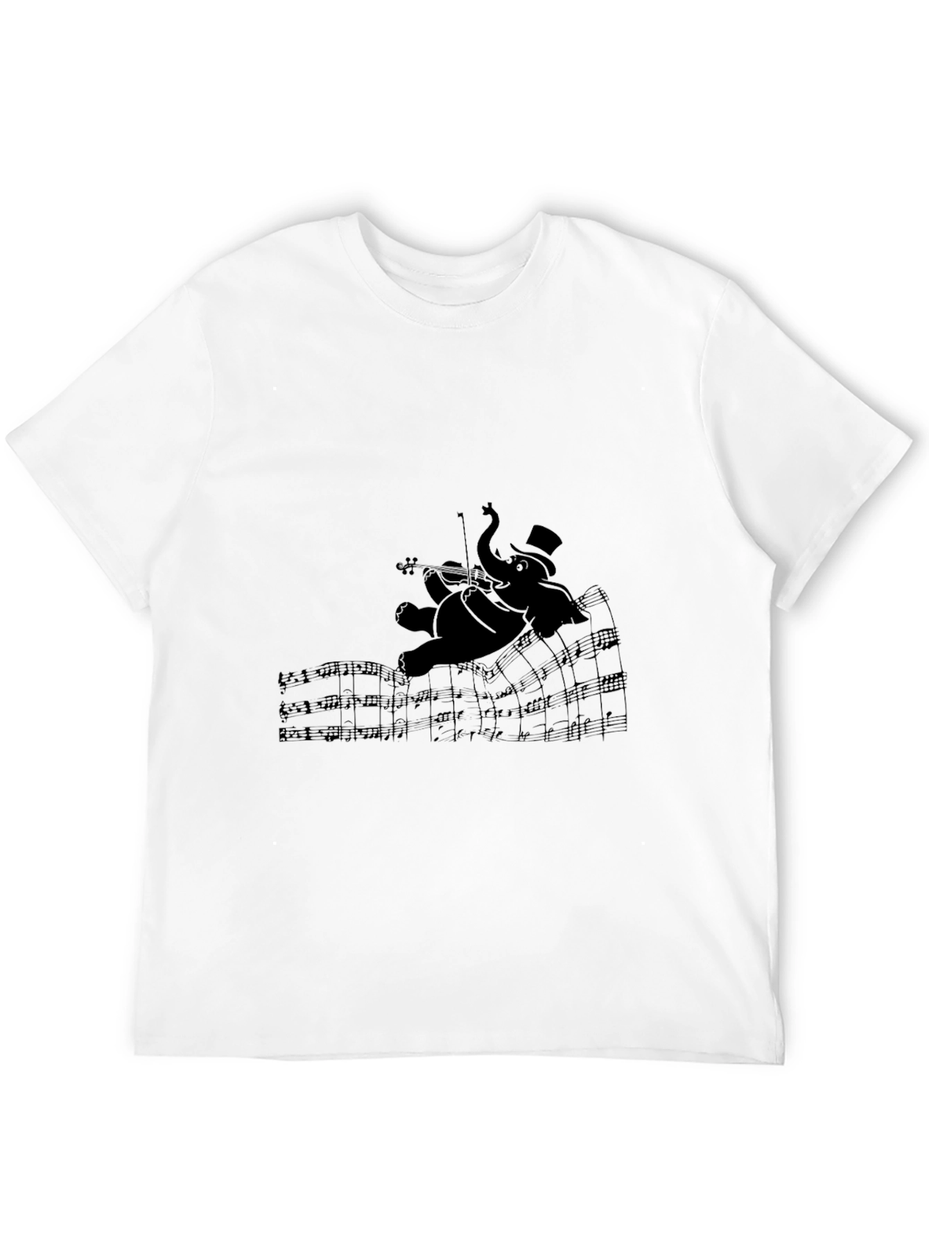 Elephant Musician Graphic T-Shirt - Black
