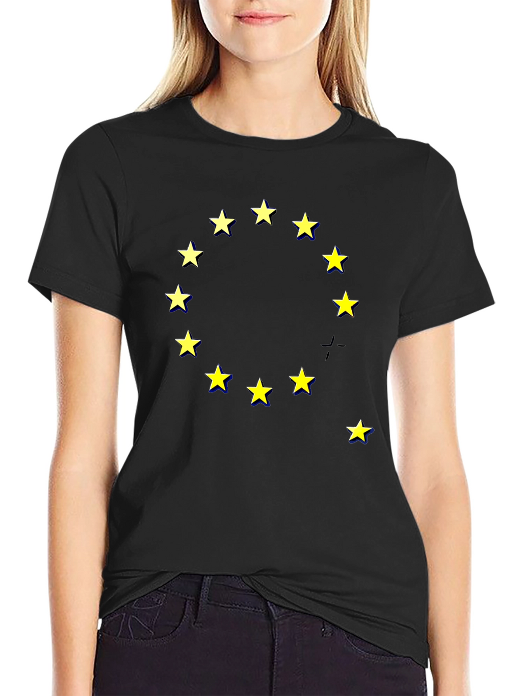 EU Stars Graphic Black T-Shirt