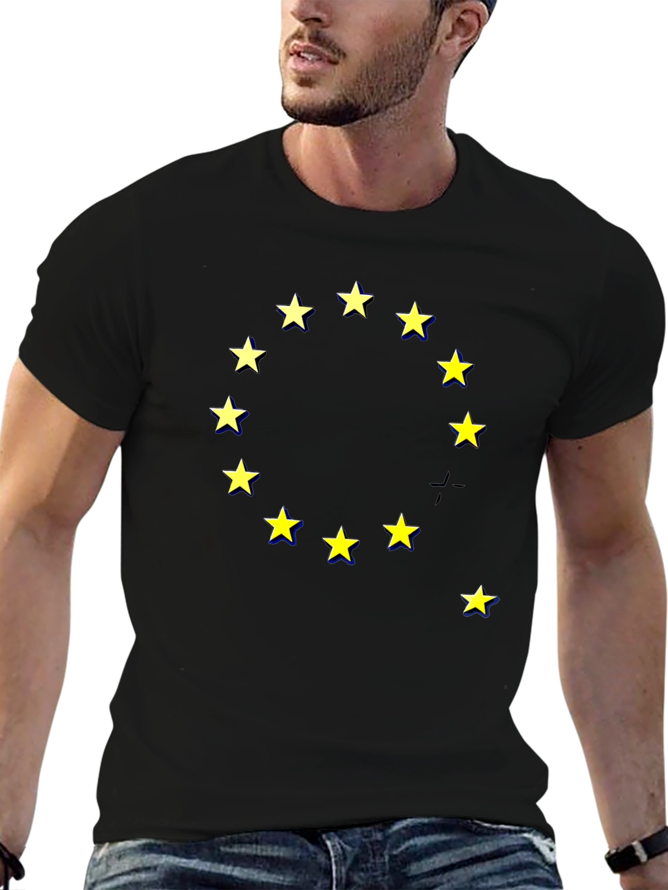 EU Stars Graphic Black T-Shirt