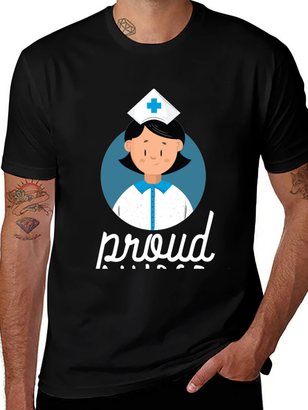 Proud Nurse T-Shirt - Black Cotton Tee