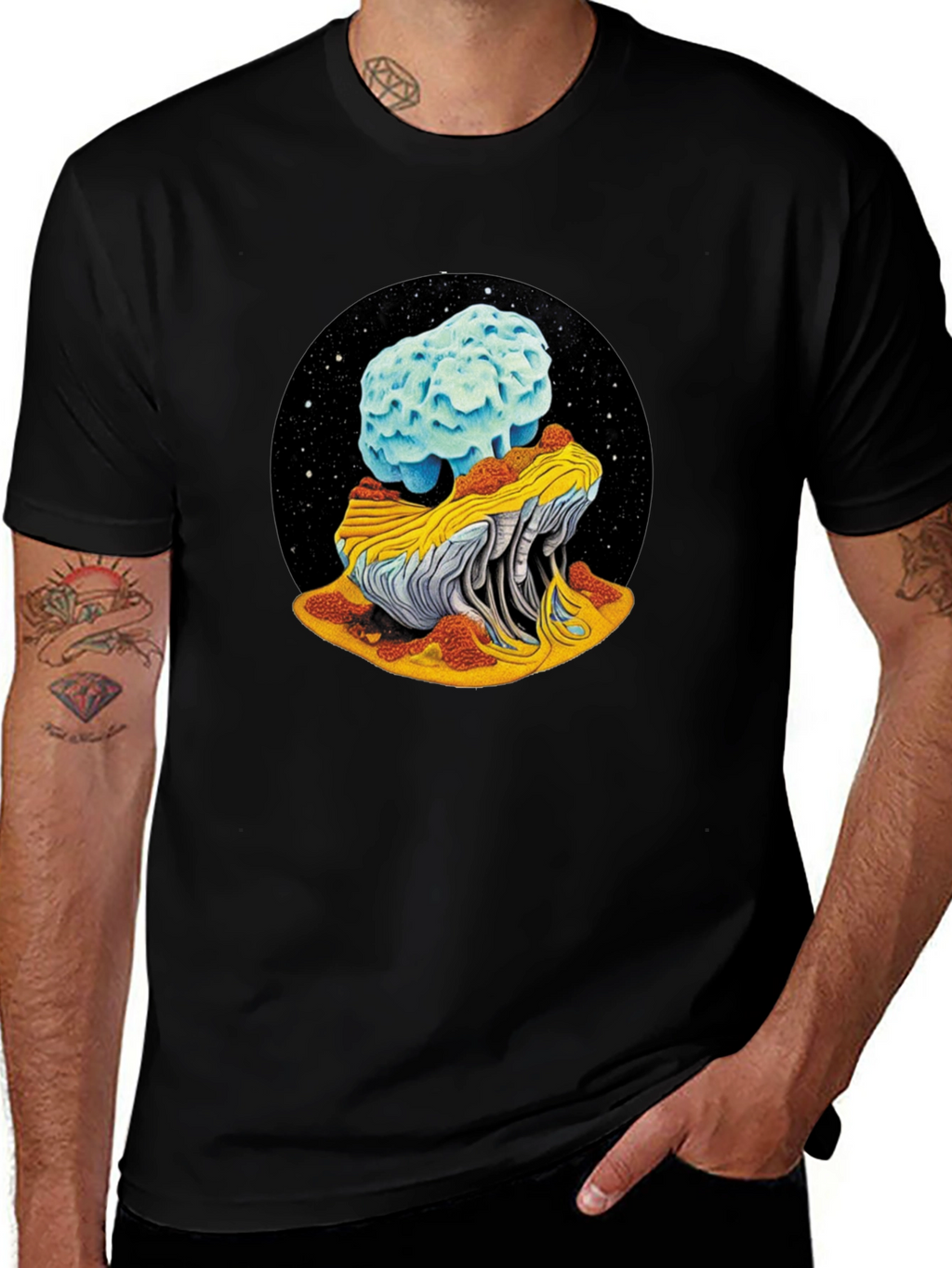Cosmic Mushroom Tee - Black Unisex