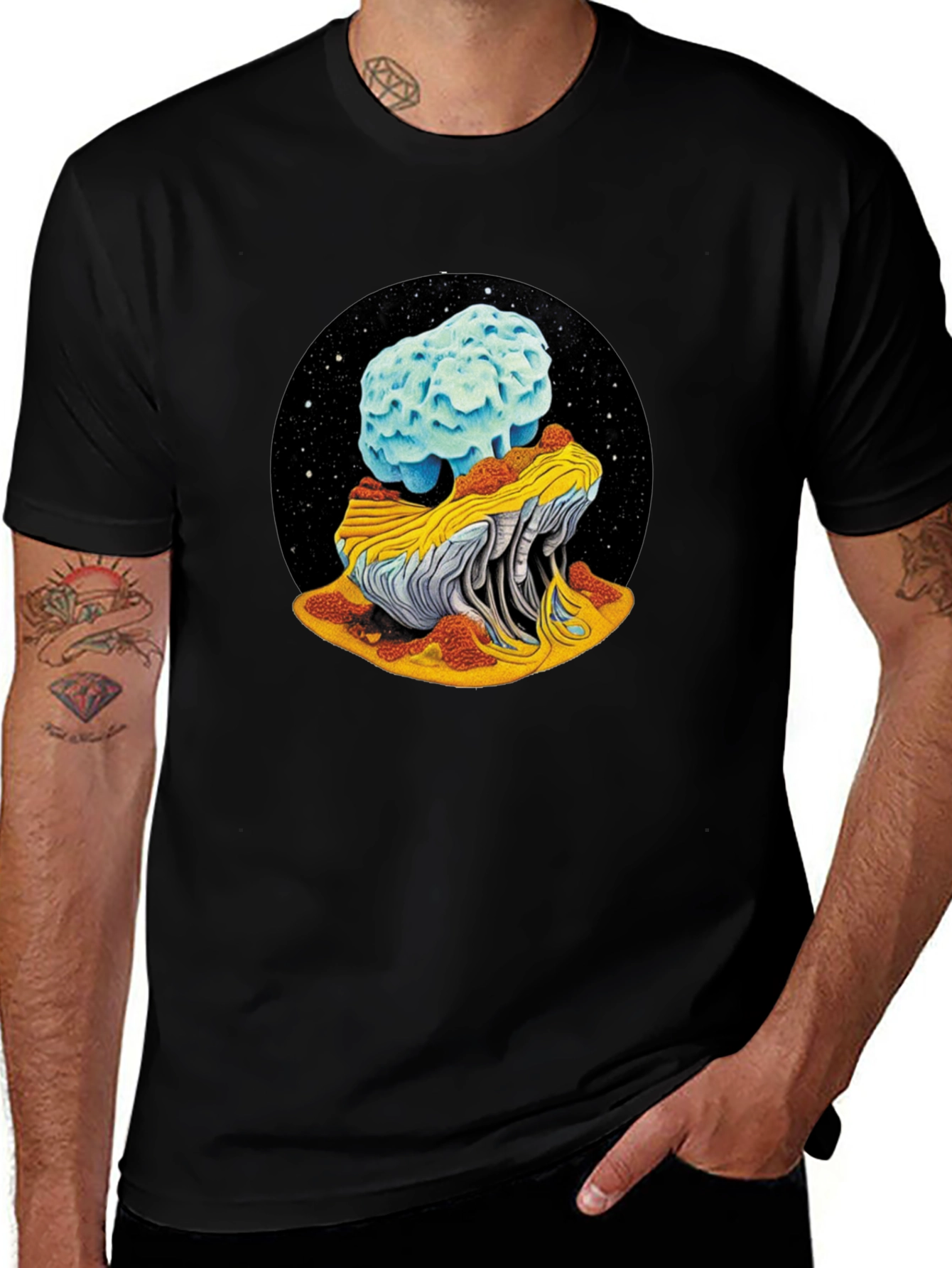 Cosmic Mushroom Tee - Black Unisex