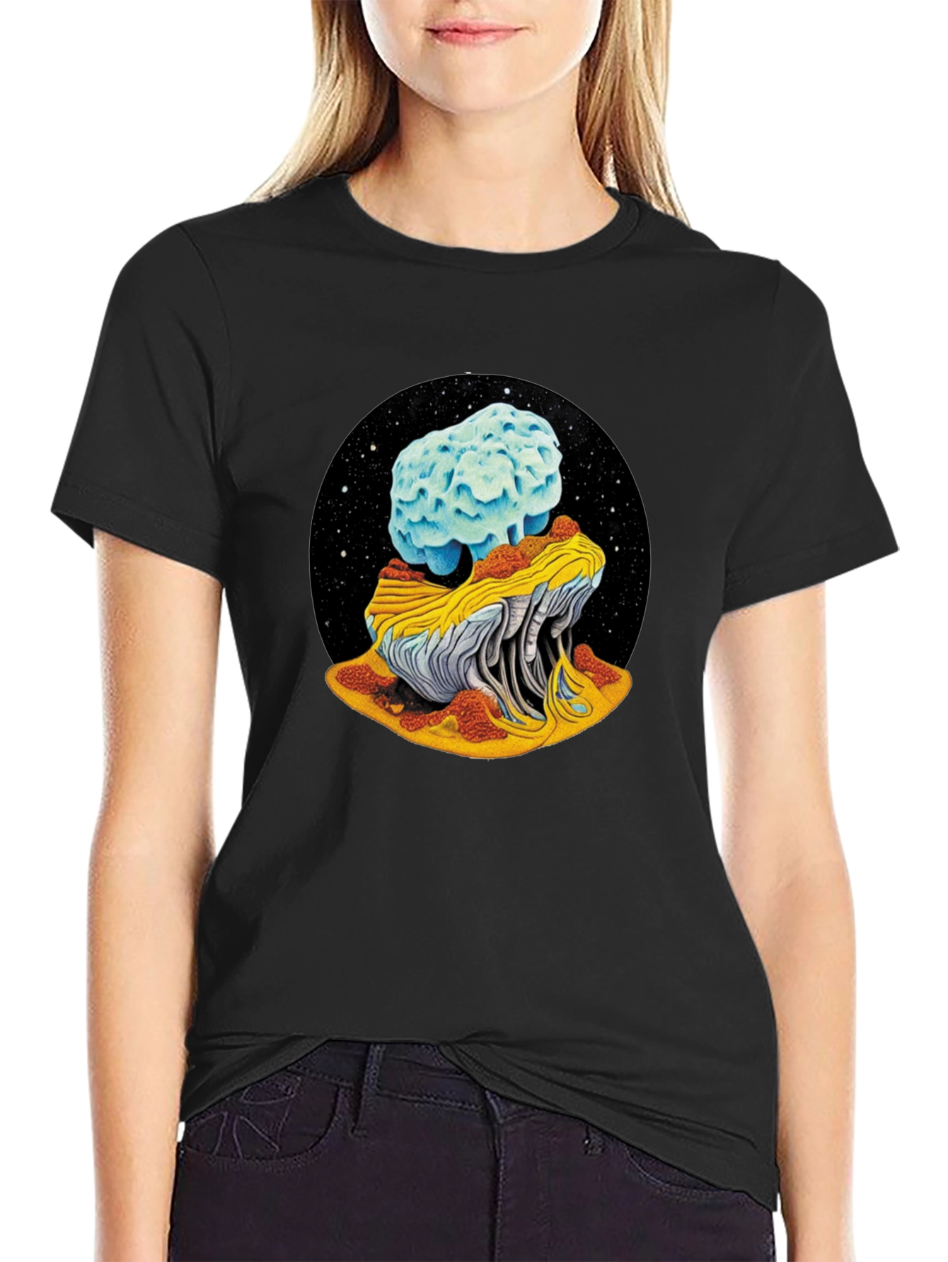 Cosmic Mushroom Tee - Black Unisex