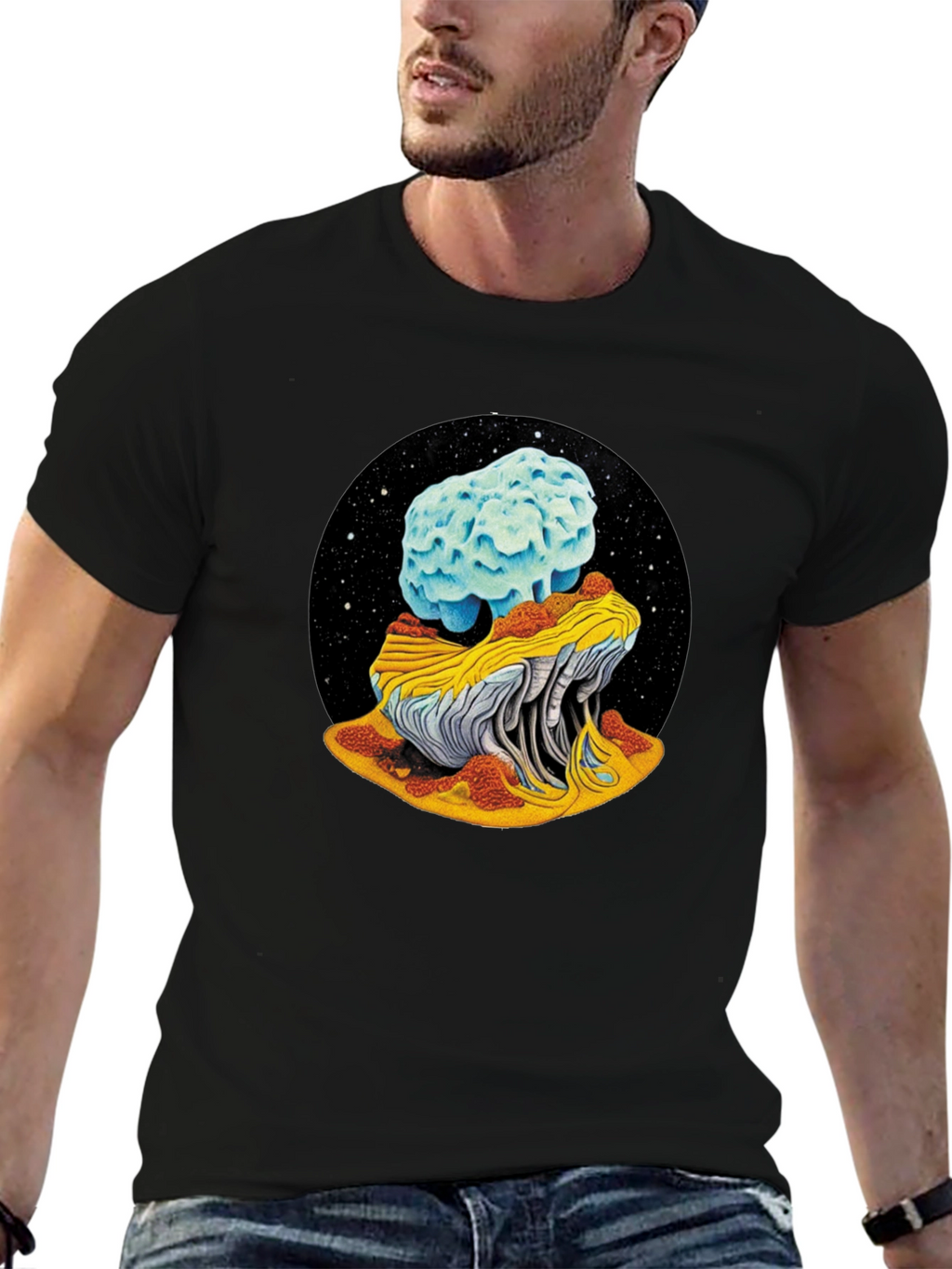 Cosmic Mushroom Tee - Black Unisex
